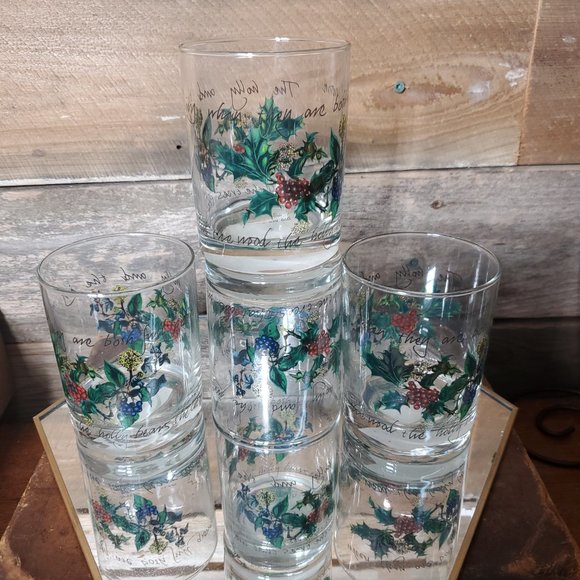 Portmeirion Glassware Set of Four Double Old Fashioned - The Holly & The Ivy - Picture 2 of 10